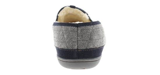 Clarks Mens Moccasin Slippers Plush Fleece Lining Karis Tait Slip On grey navy - Image 4