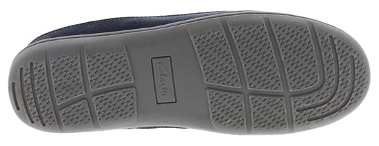 Clarks Mens Moccasin Slippers Plush Fleece Lining Karis Tait Slip On grey navy - Image 5