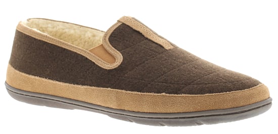 Clarks Mens Moccasin Slippers Plush Fleece Lining Karis Tait Slip On brown - Image 1