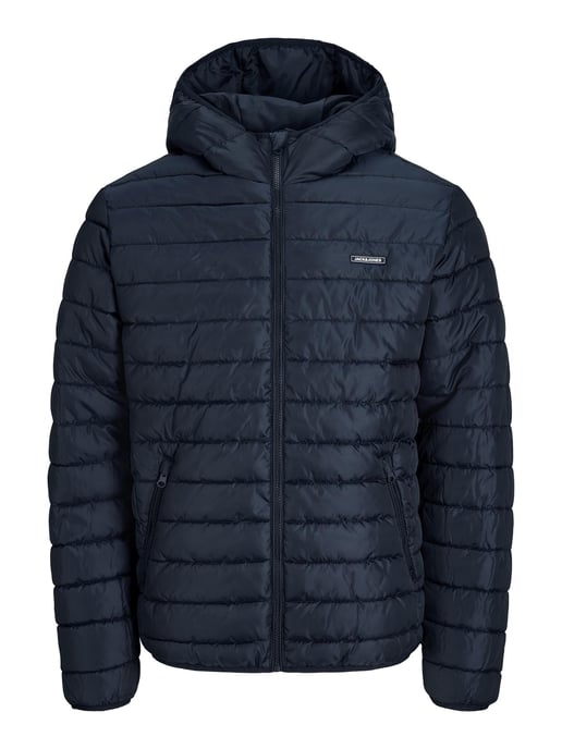 Jack & Jones Mens Puffer Jacket Hooded Zip Pockets - Image 1