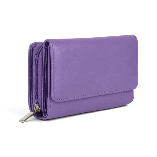 Women’s Genuine Leather RFID Zip Around Purse Wallet in Purple - Image 1