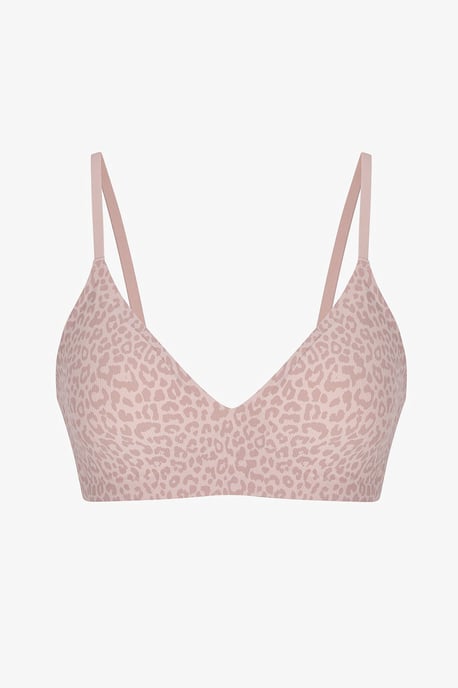 Osynlig Ribbad Triangel Leopardmönstrad Avtagbar Vadderad Bh - Image 1