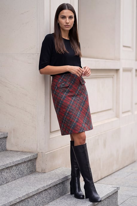 Button Check A-Line Skirt - Image 2