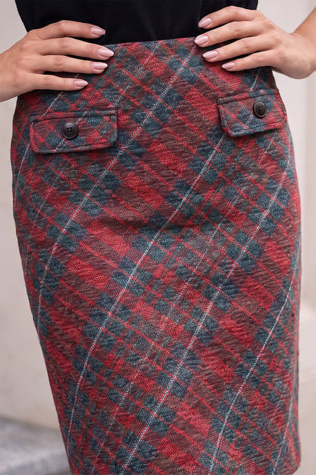 Button Check A-Line Skirt - Image 4