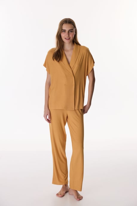 Kanel Margot Ribbade Korta Ärmar Byxor Pyjamas Set - Image 1