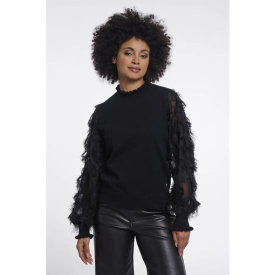 Rino & Pelle Janique.5002612 rino en pelle knitted pullover with fancy long sleeves black - Image 1