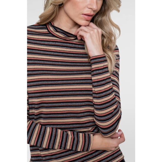 Geisha 62593-70 720 t-shirt stripe & lurex sand/stone/black/copper - Image 2