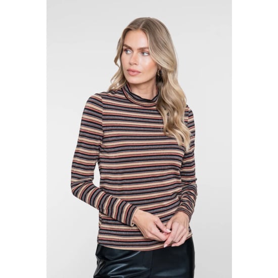Geisha 62593-70 720 t-shirt stripe & lurex sand/stone/black/copper - Image 3