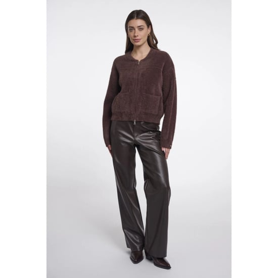 Rino & Pelle Bento.5002612 rino en pelle short cardigan with zipper closure coffee roast - Image 1