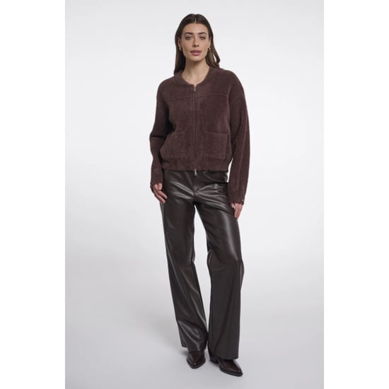 Rino & Pelle Bento.5002612 rino en pelle short cardigan with zipper closure coffee roast - Image 3