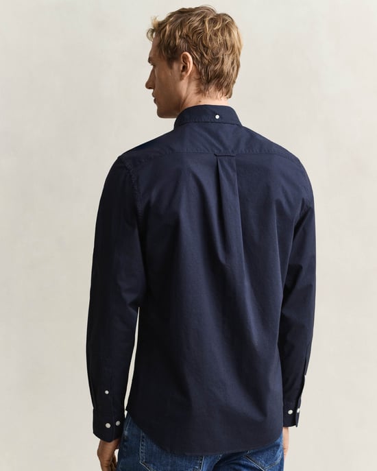 Regular Fit Long Sleeve Logo Detail Shirt in Dark Navy - Image 4