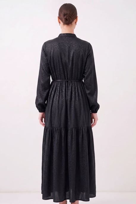 Gebuttonde Maxi Jurk met Ronde Hals en Tailleband - Image 3
