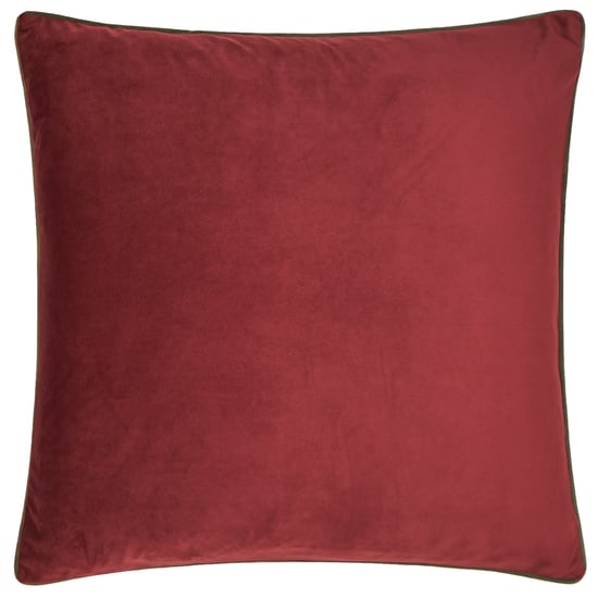 Furn Meridian Velvet Feather Filled Cushion, Dark Red/Fir Green, 55 x 55cm - Image 2