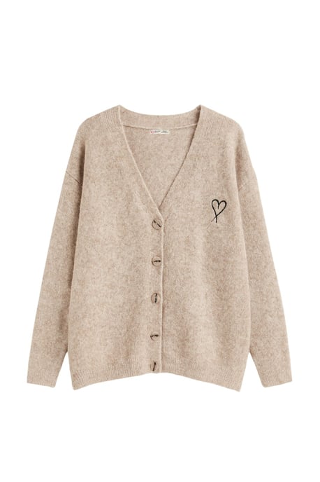 Oversized Gebreide Cardigan met Hartdetail - Image 1