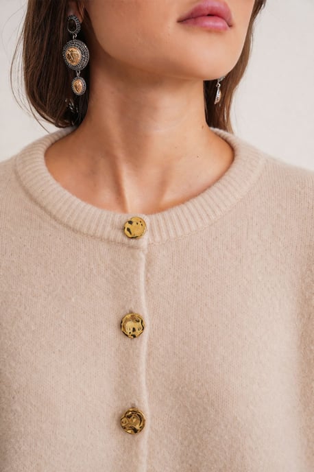 Buttoned Ribbed Knit Cardigan - Image 3