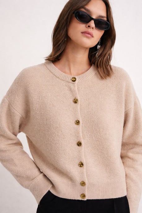 Buttoned Ribbed Knit Cardigan - Image 4