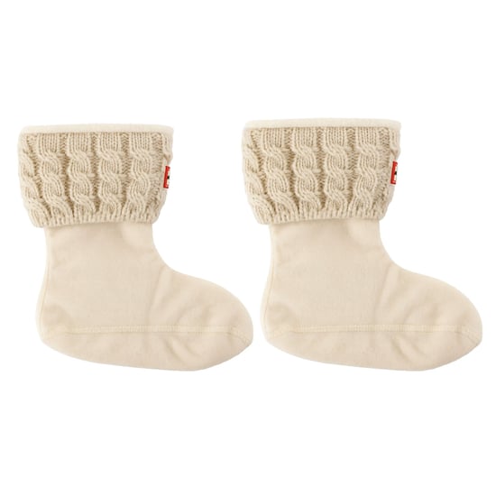 Hunter 6-Stitch Cable Kids White Boot Socks - Image 1