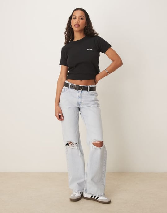 Dickies Lewistown broderad logotyp lång t-shirt för barn i svart - Image 3