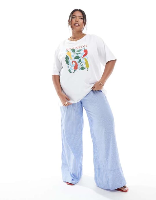 ONLY Curve chili grafisk oversized t-shirt i vitt - Image 2