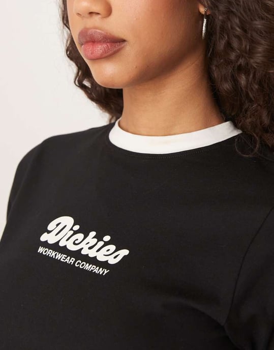 Dickies Lewistown ringer baby tee i svart - Image 2