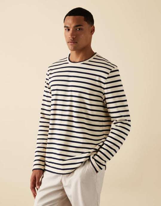 ARKET långärmad t-shirt i blå och vita ränder - Image 1