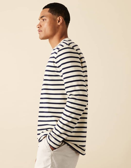 ARKET långärmad t-shirt i blå och vita ränder - Image 3