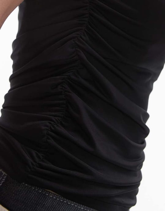 Topshop slinky asymmetrisk off-shoulder topp i svart - Image 3