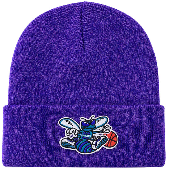 Mitchell & Ness NBA Charlotte Hornets Fandom Knit Purple Beanie - Image 1