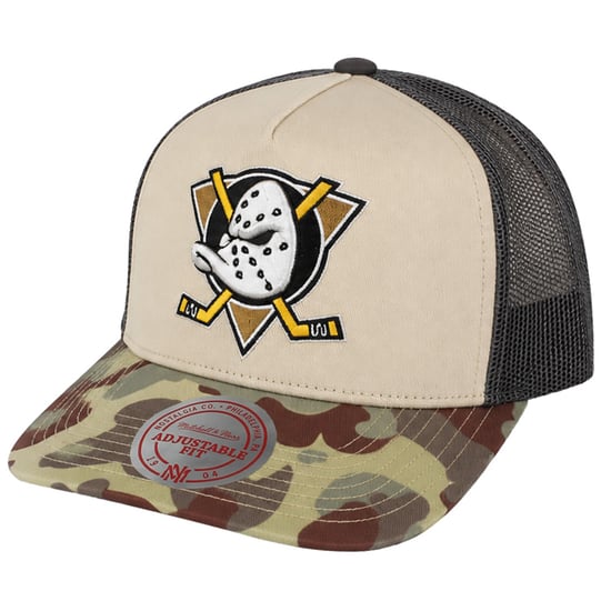 Mitchell & Ness NHL Anaheim Ducks Hidden Trucker Beige Cap - Image 1