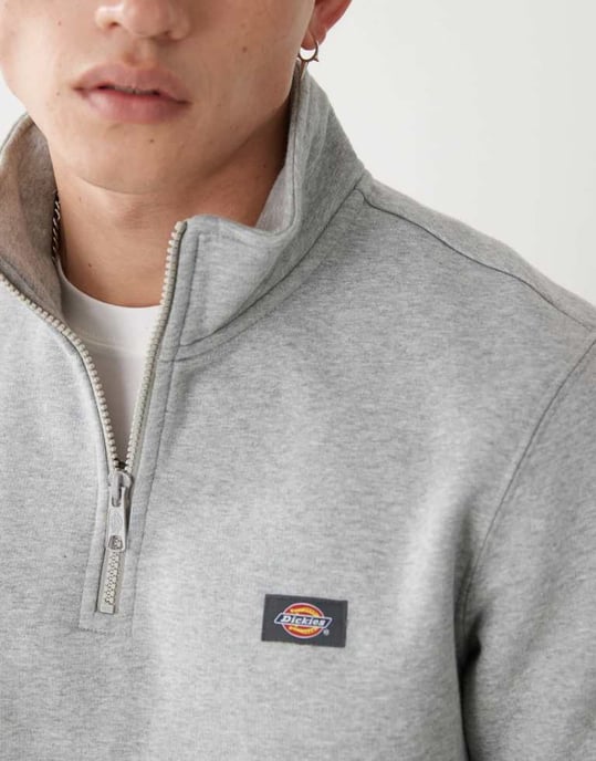 Dickies Oakport liten logotyp kvartziptröja i gråmelange - Image 3