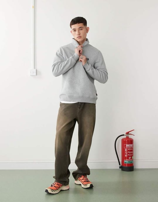 Dickies Oakport liten logotyp kvartziptröja i gråmelange - Image 4