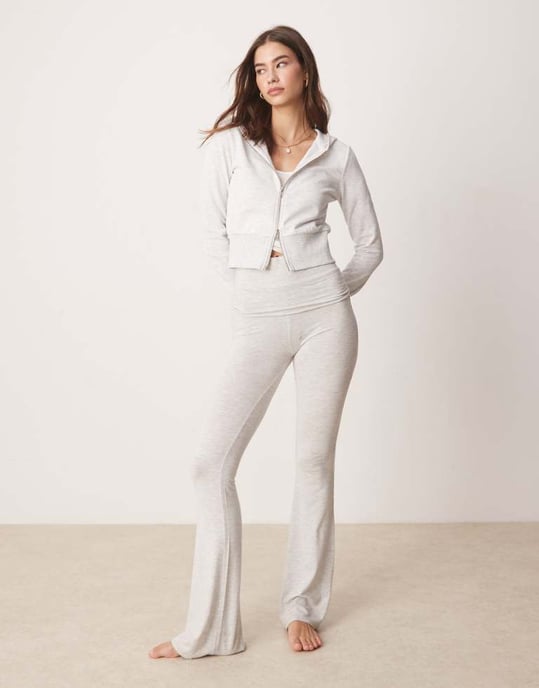 Gina Tricot slim fit zip-through hoodie i ljusgrå melange - Image 3