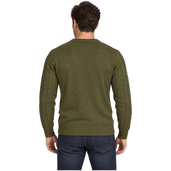 M&S Mens Cable Knit Sweatshirt Chunky Crew Neck Pullover Cotton Warm Soft Jumper - Image 2