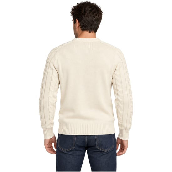 M&S Mens Cable Knit Sweatshirt Chunky Crew Neck Pullover Cotton Warm Soft Jumper - Image 2