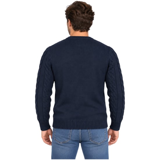 M&S Mens Cable Knit Sweatshirt Chunky Crew Neck Pullover Cotton Warm Soft Jumper - Image 2