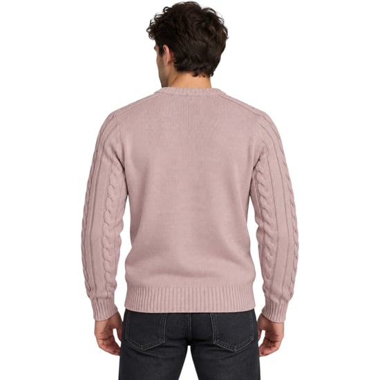 M&S Mens Cable Knit Sweatshirt Chunky Crew Neck Pullover Cotton Warm Soft Jumper - Image 2