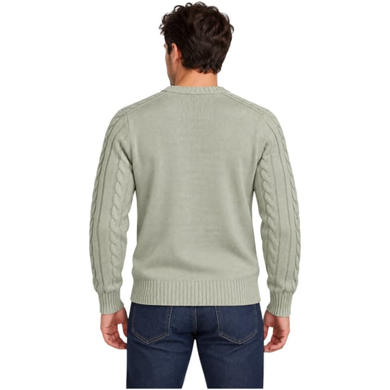 M&S Mens Cable Knit Sweatshirt Chunky Crew Neck Pullover Cotton Warm Soft Jumper - Image 2