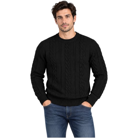 M&S Mens Cable Knit Sweatshirt Chunky Crew Neck Pullover Cotton Warm Soft Jumper - Image 1