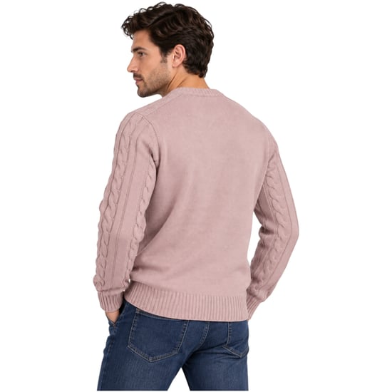 M&S Mens Cable Knit Sweatshirt Chunky Crew Neck Pullover Cotton Warm Soft Jumper - Image 3