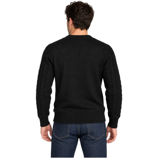 M&S Mens Cable Knit Sweatshirt Chunky Crew Neck Pullover Cotton Warm Soft Jumper - Image 2