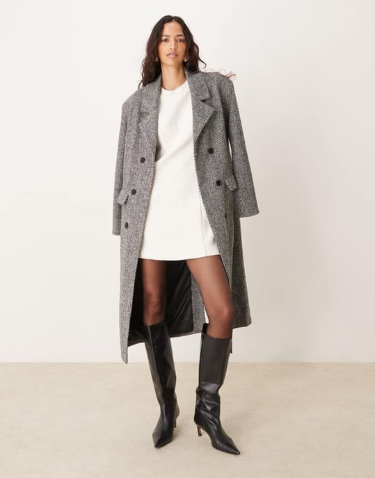 Abercrombie & Fitch tweed höghalset skräddarsydd miniklänning i vit - Image 2