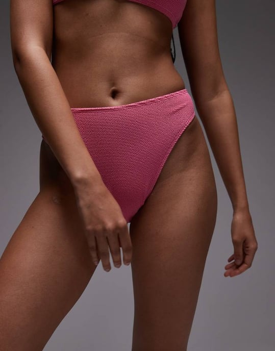 & Other Stories krinklad högbent bikiniunderdel i rosa - Image 3