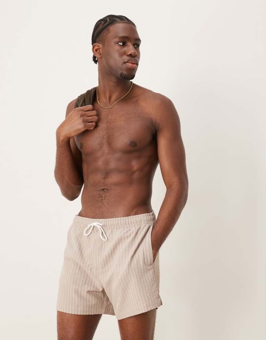 Abercrombie & Fitch 5-tum snörning simbyxor i beige - Image 1