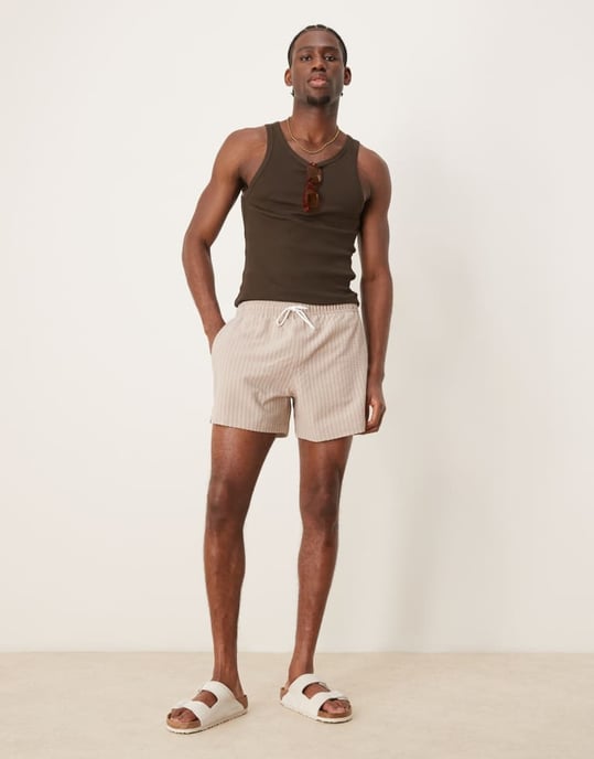 Abercrombie & Fitch 5-tum snörning simbyxor i beige - Image 2