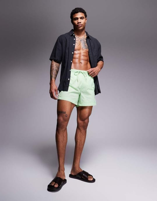 HUGO RED Fab tejplogo badshorts i ljusgrön - Image 1