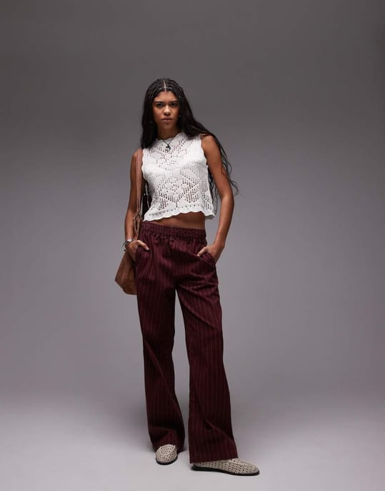 Topshop stickad tanktopp med scallop-kant i elfenben - Image 4