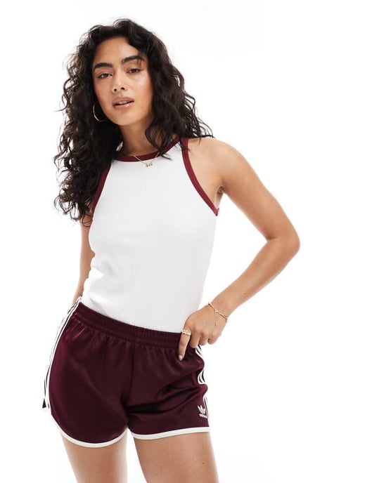ENDAST kontrastdetalj ribbad tanktop i vitt - Image 2