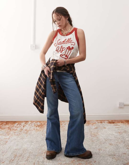 Wrangler cowboy ringväst i vintage vit och röd - Image 4