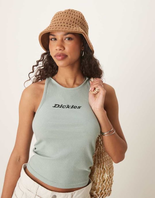 Dickies ribbat central logoväst i ljusgrön - Image 1