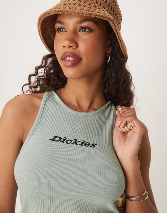 Dickies ribbat central logoväst i ljusgrön - Image 3
